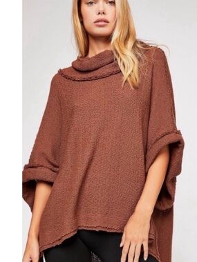 Free People Brown Knit So Comfy Oversized Sweater Top
